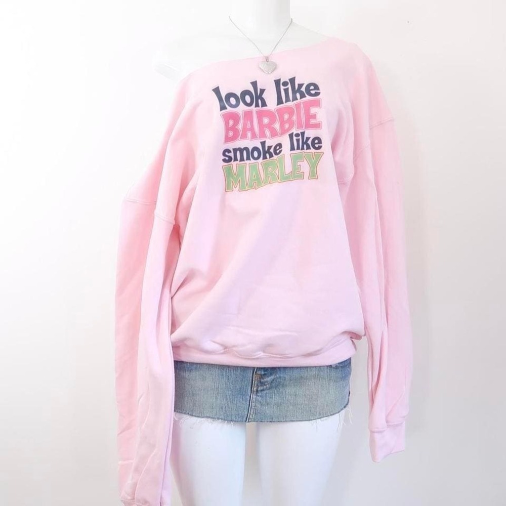 look like barbie smoke like marley sweatshirt pink tumblr girl crewneck